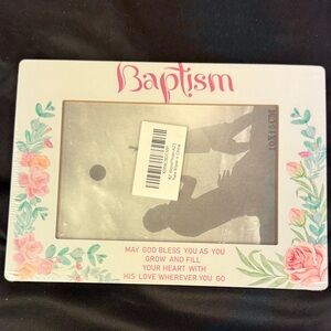 Floral Baptism Photo Frame 4x6 picture May God Bless You